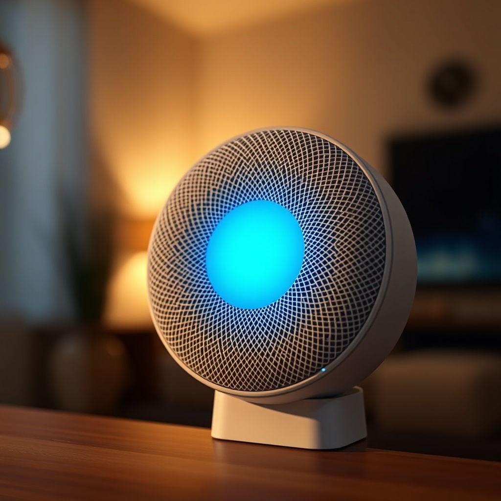 A photorealistic close-up of the Amazon Echo Dot 5th Gen's front speaker grille