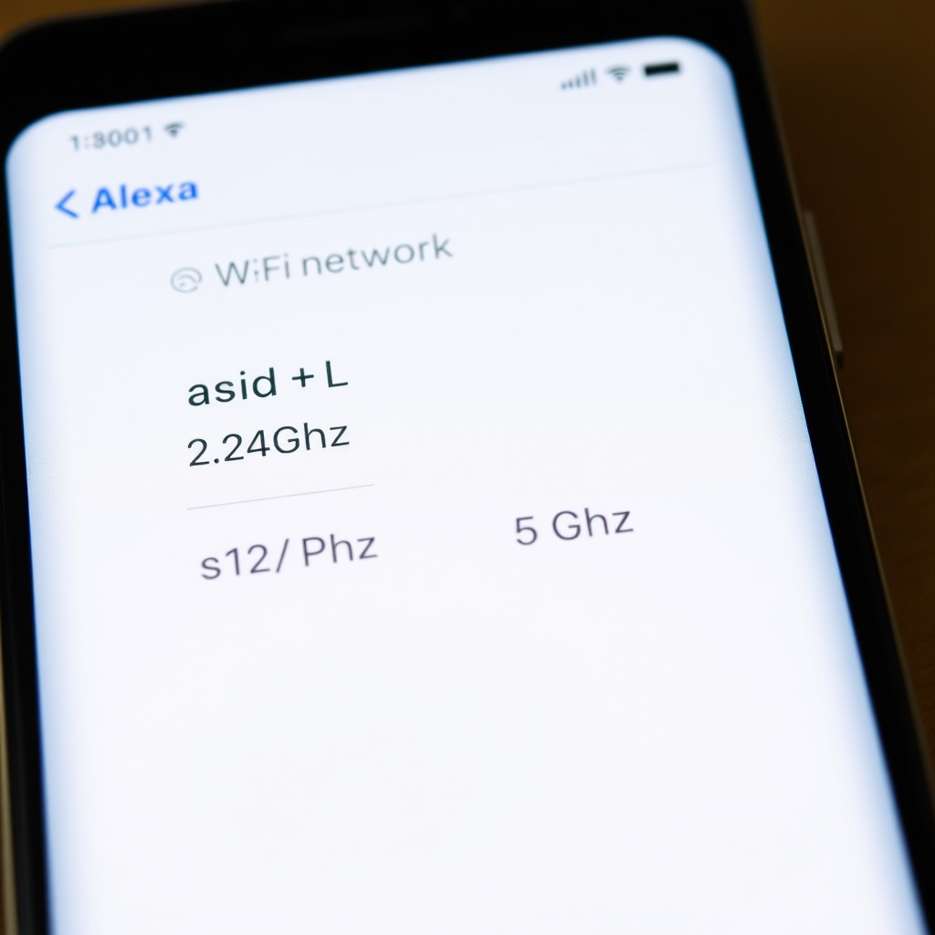 A clean photo of the Alexa app's Wi-Fi network selection screen on a smartphone