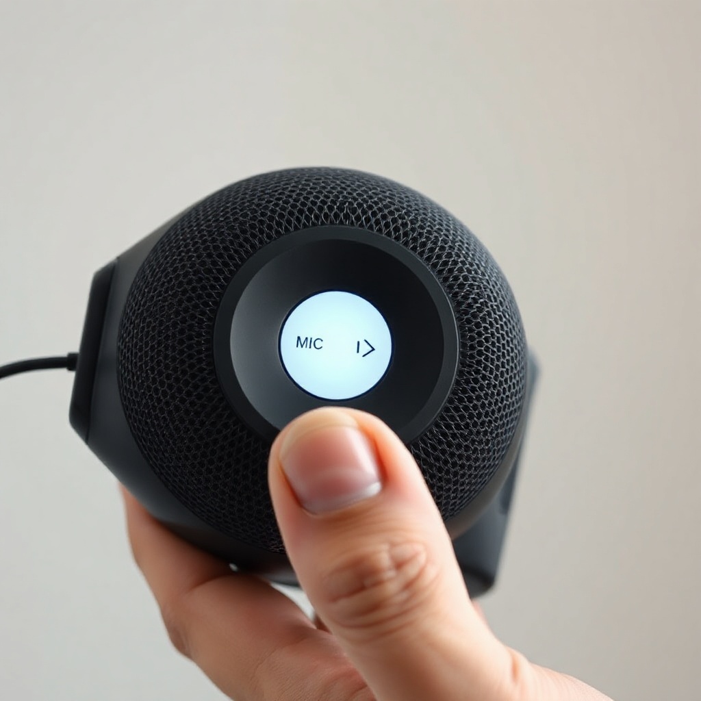 A clean photorealistic photo of a hand holding the JBL Link Music speaker’s control panel